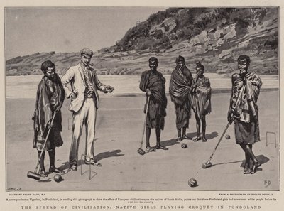 La Expansión de la Civilización, Chicas Nativas jugando Croquet en Pondoland de Frank Dadd